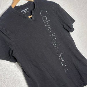 Calvin Klein Jeans Small Black Cotton T-shirt with Brand Logo on the Front
